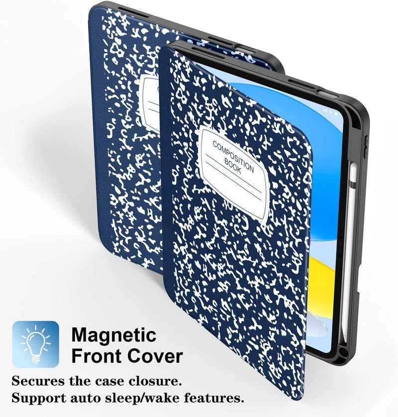 Supveco Case for iPad (A16) 11th Generation 11 inch (2025),iPad 10th Generation 10.9 inch (2022) with Pencil Holder-[Auto Wake/Sleep],Premium Folio Stand Case with Soft TPU Back Cover-Navy - Image 4